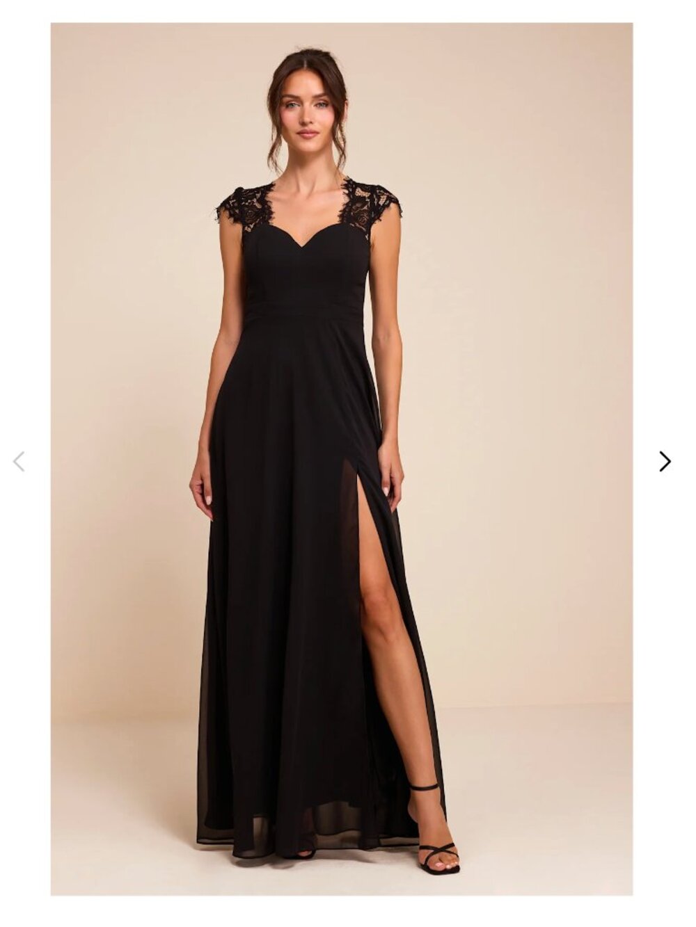 NWT Lulus Women Momentous Moments Lace Backless Maxi Dress Cap Sleeved Gown M